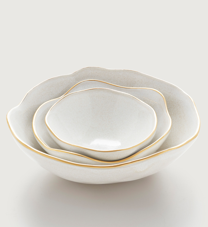 Ceramic Nesting Dishes - White Sand - Monica Vinader